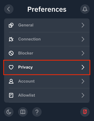 Privacy Tab